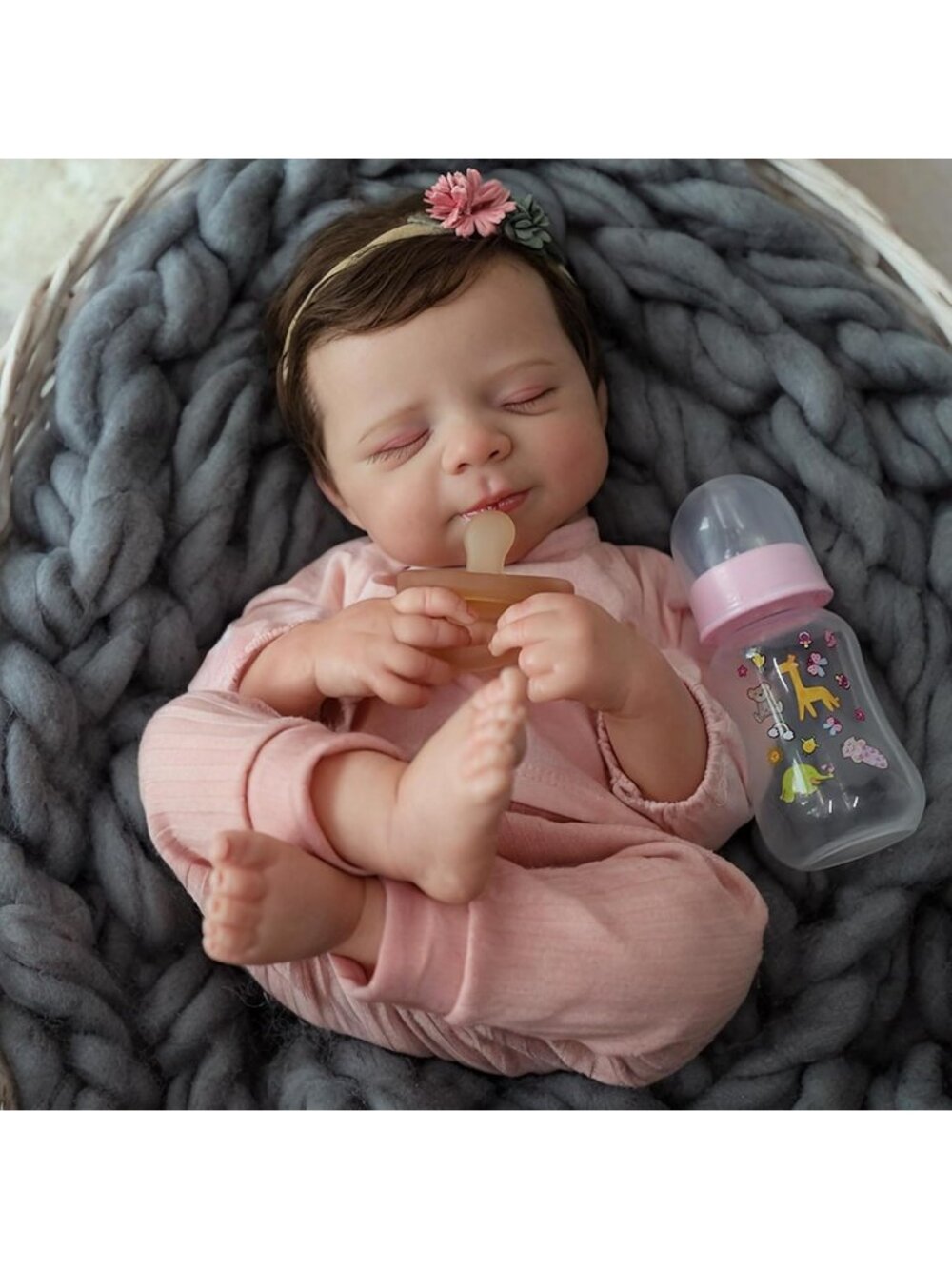 18-inch Lifelike Baby Girl with Full Body Vinyl Gift with Accessories for Age 3+